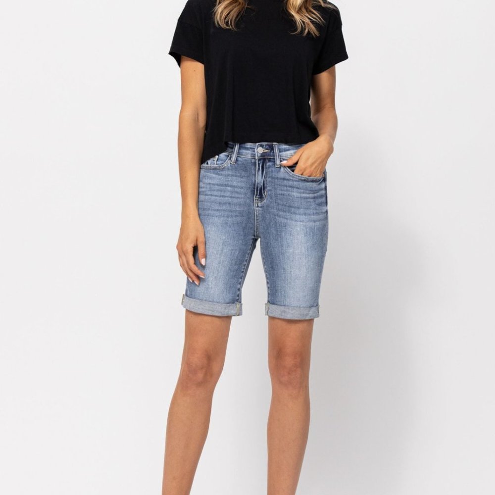 HI-RISE CUFFED BERMUDA SHORTS